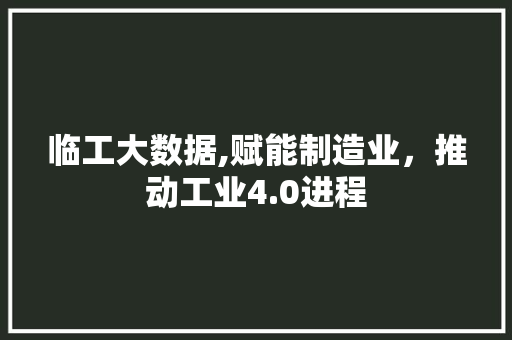 临工大数据,赋能制造业，推动工业4.0进程