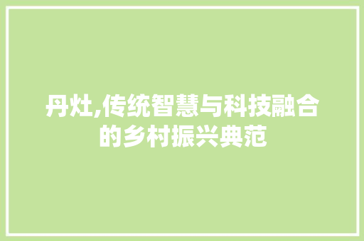 丹灶,传统智慧与科技融合的乡村振兴典范