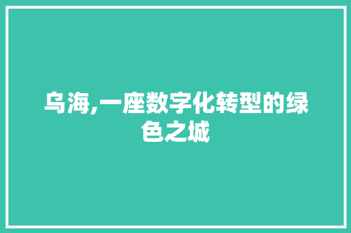 乌海,一座数字化转型的绿色之城 百度SEO