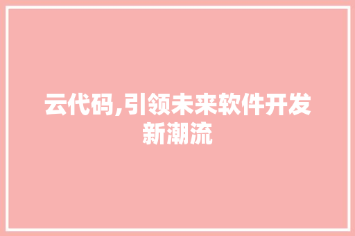云代码,引领未来软件开发新潮流 SEO关键词