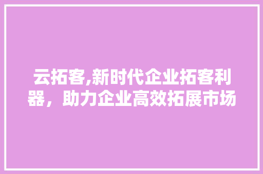 云拓客,新时代企业拓客利器，助力企业高效拓展市场 搜狗SEO