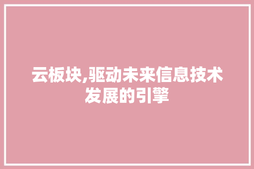 云板块,驱动未来信息技术发展的引擎 网站建设公司