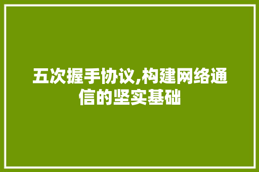 五次握手协议,构建网络通信的坚实基础