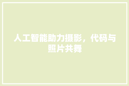 人工智能助力摄影，代码与照片共舞