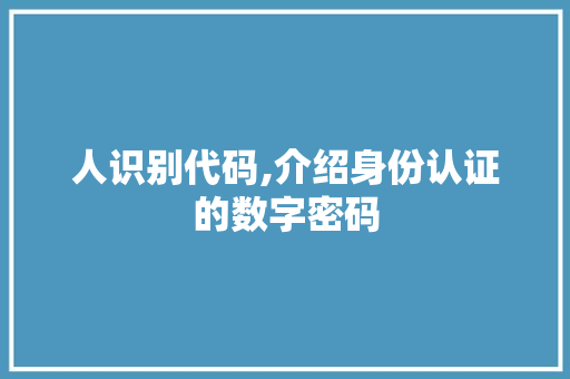 人识别代码,介绍身份认证的数字密码