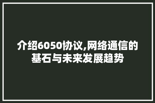 介绍6050协议,网络通信的基石与未来发展趋势 网站建设公司