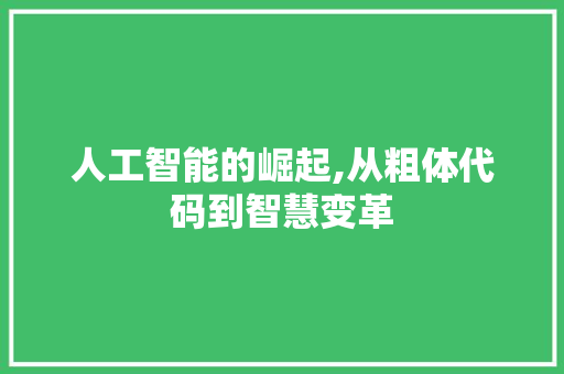人工智能的崛起,从粗体代码到智慧变革