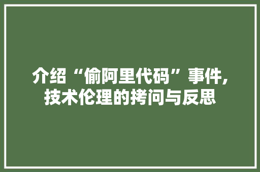 介绍“偷阿里代码”事件,技术伦理的拷问与反思 网站建设公司