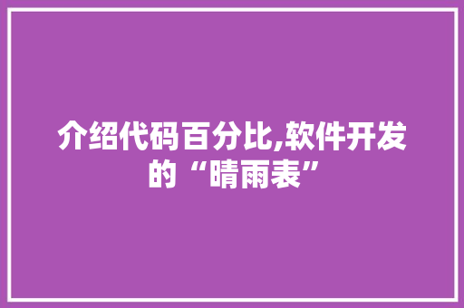 介绍代码百分比,软件开发的“晴雨表” 网站建设公司