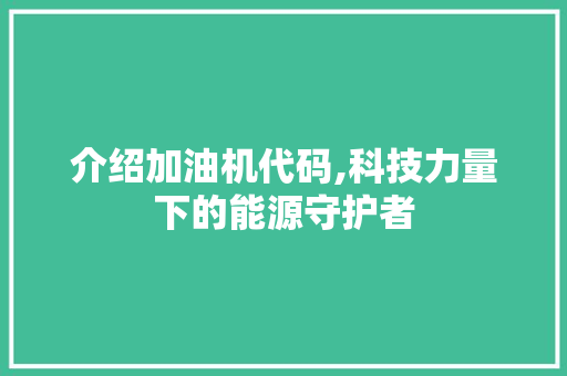 介绍加油机代码,科技力量下的能源守护者