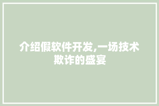 介绍假软件开发,一场技术欺诈的盛宴 网站建设公司
