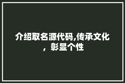 介绍取名源代码,传承文化，彰显个性