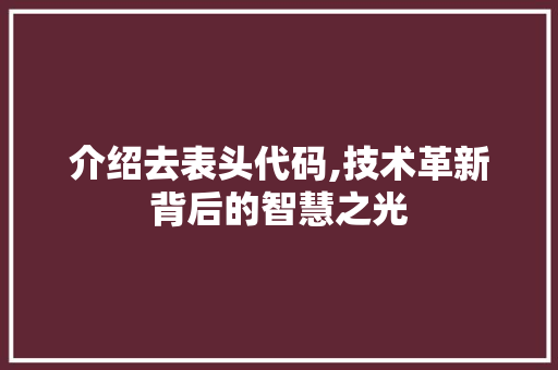介绍去表头代码,技术革新背后的智慧之光 搜狗SEO