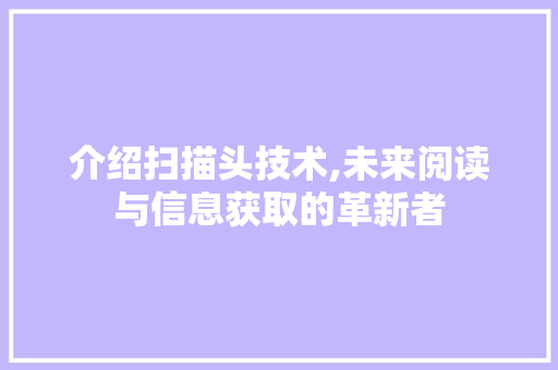 介绍扫描头技术,未来阅读与信息获取的革新者