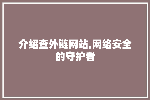介绍查外链网站,网络安全的守护者