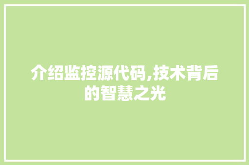 介绍监控源代码,技术背后的智慧之光