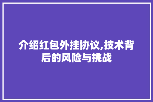 介绍红包外挂协议,技术背后的风险与挑战