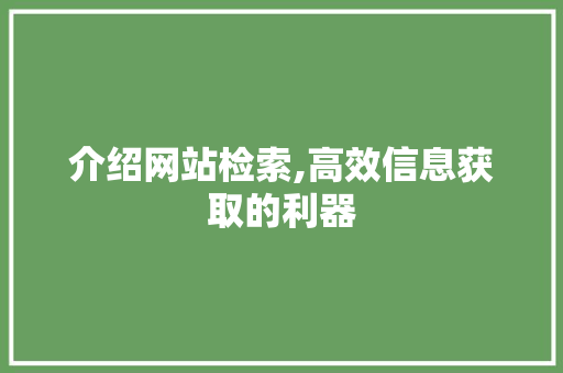 介绍网站检索,高效信息获取的利器 必应SEO