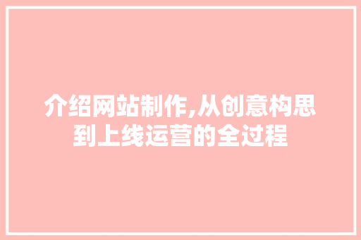 介绍网站制作,从创意构思到上线运营的全过程