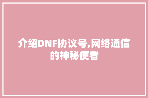 介绍DNF协议号,网络通信的神秘使者