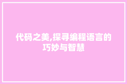 代码之美,探寻编程语言的巧妙与智慧