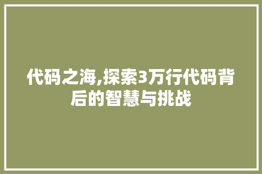 代码之海,探索3万行代码背后的智慧与挑战 百度SEO