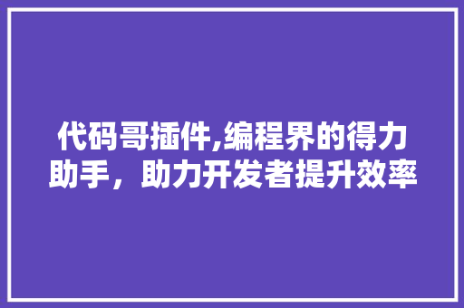代码哥插件,编程界的得力助手，助力开发者提升效率