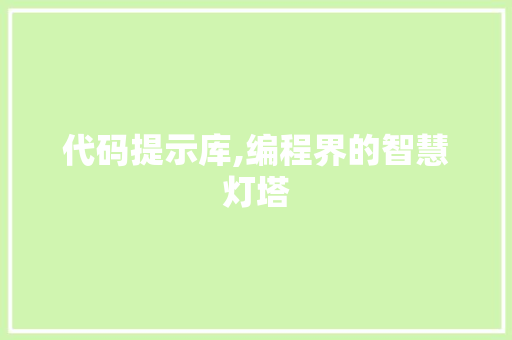 代码提示库,编程界的智慧灯塔