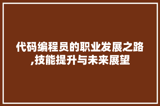 代码编程员的职业发展之路,技能提升与未来展望