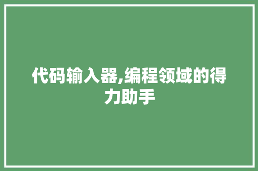 代码输入器,编程领域的得力助手 SEO关键词