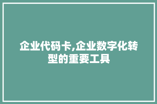 企业代码卡,企业数字化转型的重要工具 网站建设公司