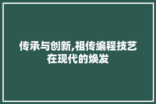 传承与创新,祖传编程技艺在现代的焕发