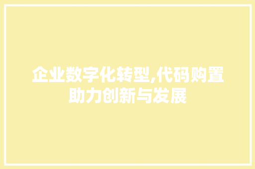 企业数字化转型,代码购置助力创新与发展 百度SEO