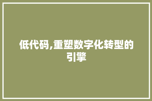 低代码,重塑数字化转型的引擎 SEO关键词