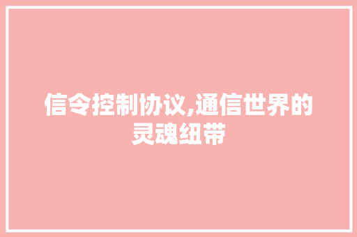 信令控制协议,通信世界的灵魂纽带 搜狗SEO
