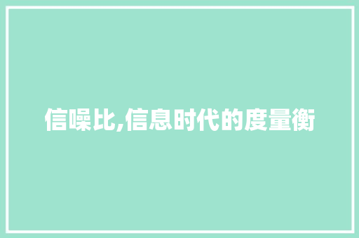 信噪比,信息时代的度量衡 SEO关键词