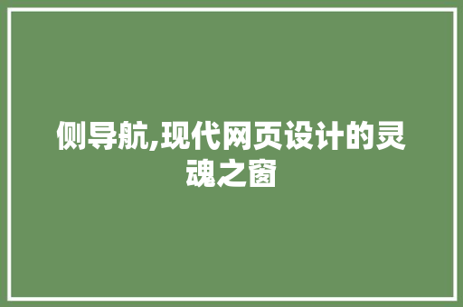 侧导航,现代网页设计的灵魂之窗