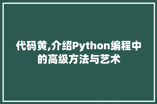 代码黄,介绍Python编程中的高级方法与艺术