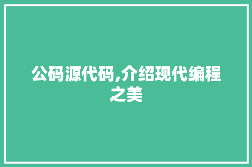 公码源代码,介绍现代编程之美