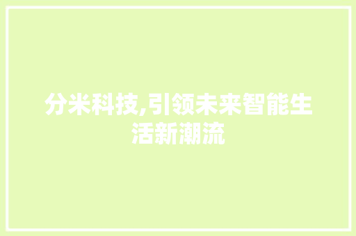 分米科技,引领未来智能生活新潮流