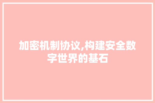 加密机制协议,构建安全数字世界的基石