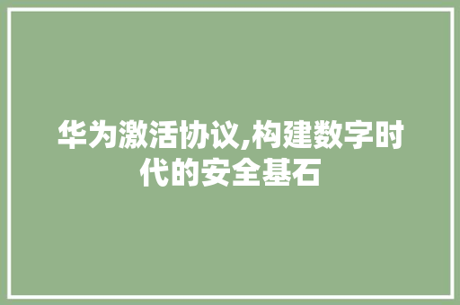 华为激活协议,构建数字时代的安全基石 神马SEO