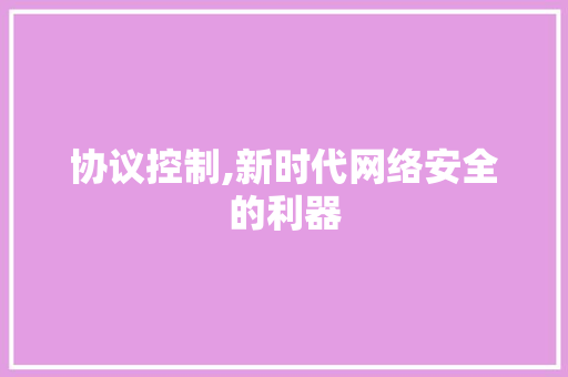 协议控制,新时代网络安全的利器