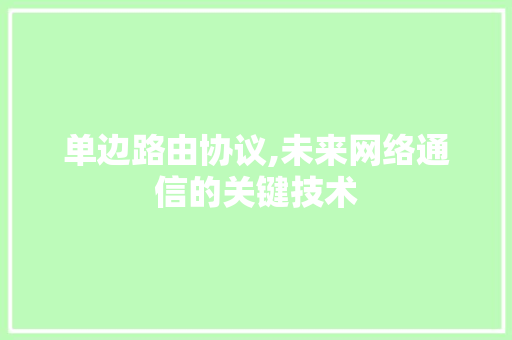 单边路由协议,未来网络通信的关键技术 必应SEO