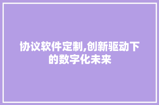 协议软件定制,创新驱动下的数字化未来