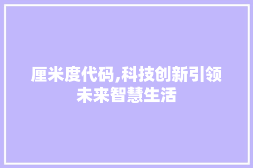 厘米度代码,科技创新引领未来智慧生活