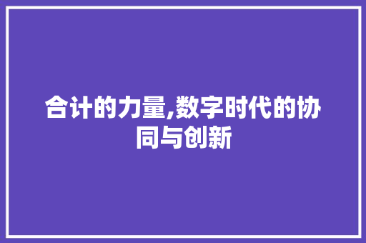 合计的力量,数字时代的协同与创新