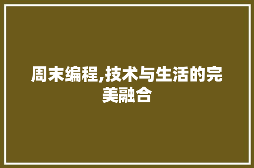 周末编程,技术与生活的完美融合