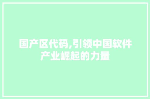 国产区代码,引领中国软件产业崛起的力量 搜狗SEO
