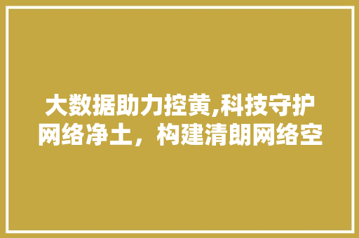 大数据助力控黄,科技守护网络净土，构建清朗网络空间